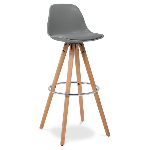 Tabouret De Bar Avec Coussin De Style Scandinave Muriel - Bois Gris Foncé
