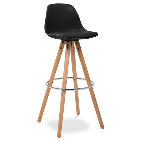 Tabouret De Bar Avec Coussin De Style Scandinave Muriel - Bois Noir