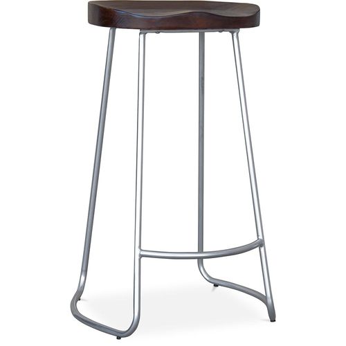 Tabouret De Bar Industriel 76cm Aiyana - Bois Foncé Et Métal Acier