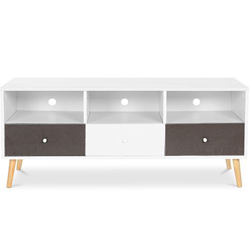 Meuble Tv En Bois - Design Scandinave - Quenby Gris