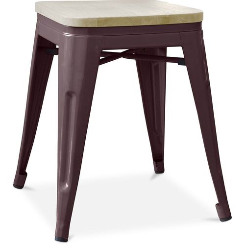 Tabouret Style Bistrot Metalix - Métal Et Bois Clair - 45cm Bronze