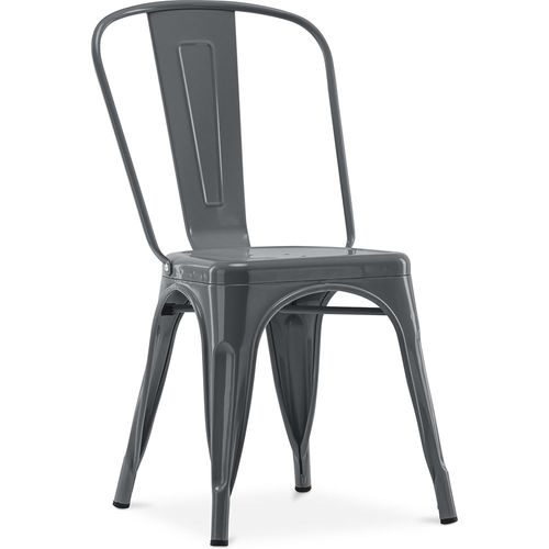 Chaise À Manger Bistrot Design Industriel Metalix 5kg - Nouvelle Édition Gris Foncé