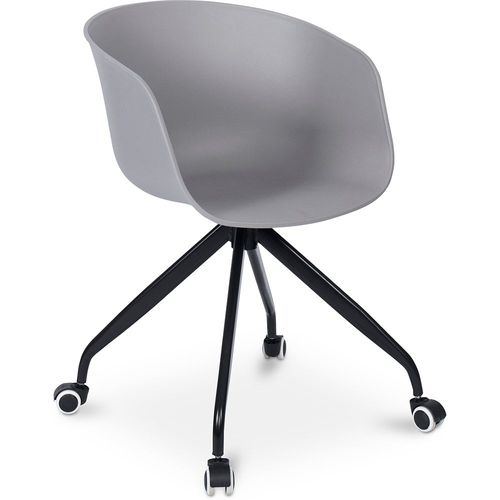Chaise De Bureau Design Avec Accoudoirs Et Roues Gris Clair