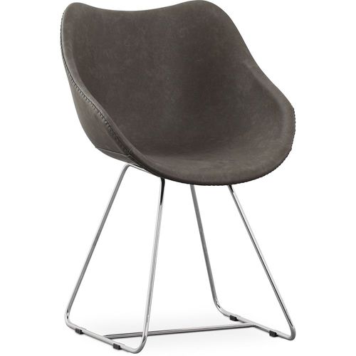 Chaise De Salle À Manger Pu Design Gris Foncé