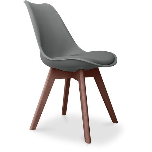Premium Chaise Brielle Au Design Scandinave Avec Coussin - Pieds Sombres Gris Foncé