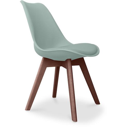 Premium Chaise Brielle Au Design Scandinave Avec Coussin - Pieds Sombres Vert Pastel