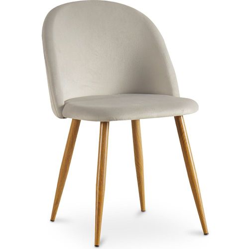 Chaise De Salle À Manger Accent Velours Tapissée Scandi Retro Design Pieds En Bois - Bennett Gris Clair