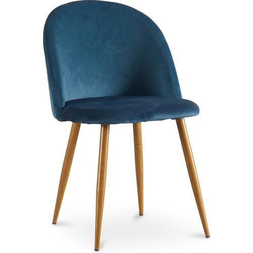 Chaise De Salle À Manger - Tapissée De Velours - Style Scandinave - Bennett Bleu Foncé