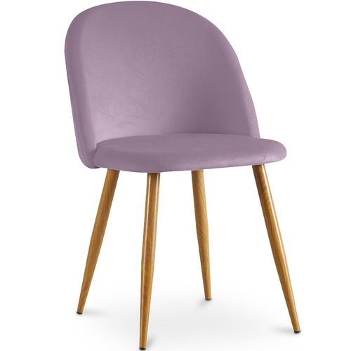 Chaise De Salle À Manger Accent Velours Tapissée Scandi Retro Design Pieds En Bois - Bennett Rose