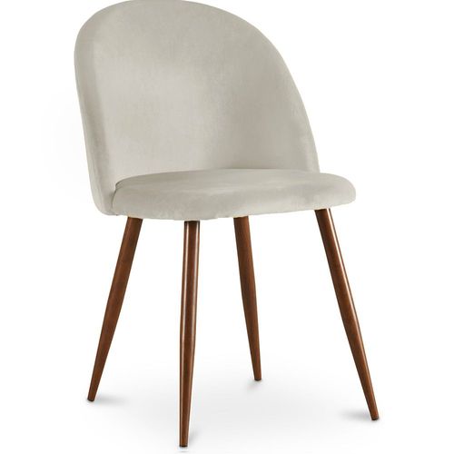 Chaise De Salle À Manger Accent Velours Tapissée Scandi Retro Design Sombre - Bennett Gris Clair