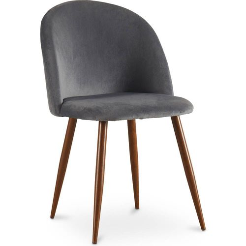 Chaise De Salle À Manger Accent Velours Tapissée Scandi Retro Design Sombre - Bennett Gris Foncé