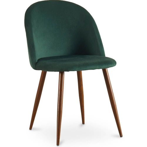Chaise De Salle À Manger Accent Velours Tapissée Scandi Retro Design Sombre - Bennett Vert Foncé