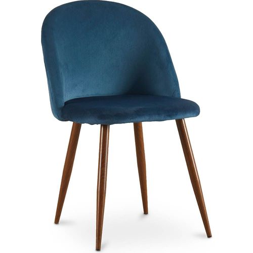 Chaise De Salle À Manger - Tapissée De Velours - Design Scandinave - Bennett Bleu Foncé