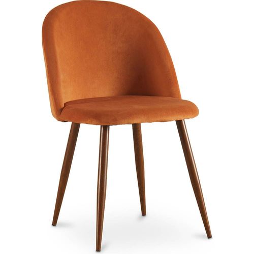 Chaise De Salle À Manger Accent Velours Tapissée Scandi Retro Design Sombre - Bennett Orange Rougeâtre