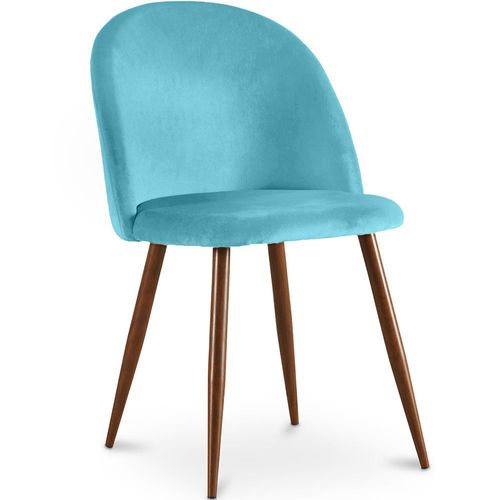 Chaise De Salle À Manger Accent Velours Tapissée Scandi Retro Design Sombre - Bennett Turquoise