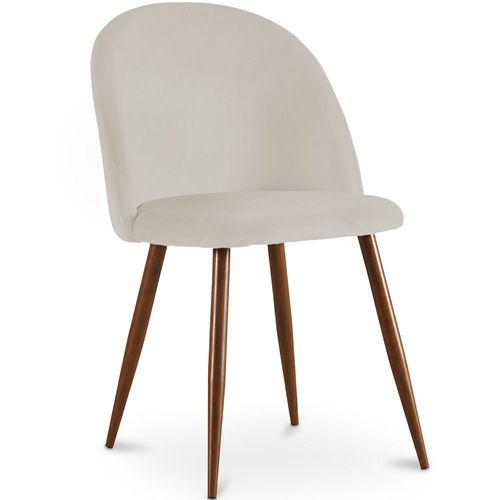 Chaise De Salle À Manger Accent Velours Tapissée Scandi Retro Design Sombre - Bennett Beige