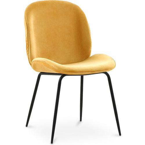 Chaise À Manger Accent Velours Tapissée Scandi Retro Design - Cyrus Moutarde