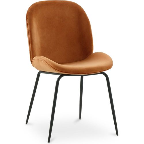 Chaise À Manger Accent Velours Tapissée Scandi Retro Design - Cyrus Brique