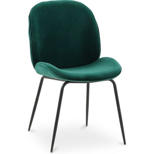 Chaise À Manger Accent Velours Tapissée Scandi Retro Design - Cyrus Vert Foncé