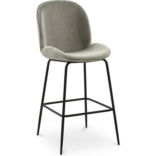 Tabouret De Bar Accent Velours Tapissée Scandi Retro Design - Elias Taupe