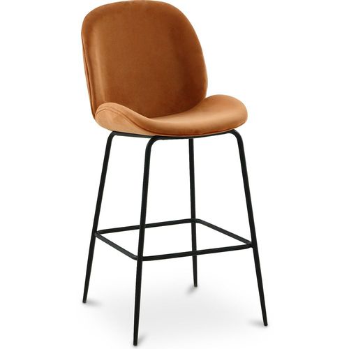 Tabouret De Bar Accent Velours Tapissée Scandi Retro Design - Elias Brique