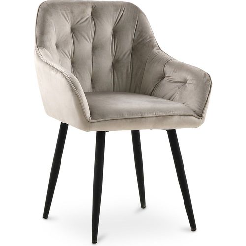 Chaise De Salle À Manger Avec Accoudoirs - Tapissée De Velours - Carrol Taupe