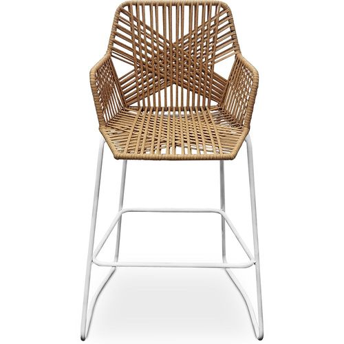 Tabouret De Bar Design Boho Bali En Rotin Synthétique 75 Cm - Zane Bois Naturel