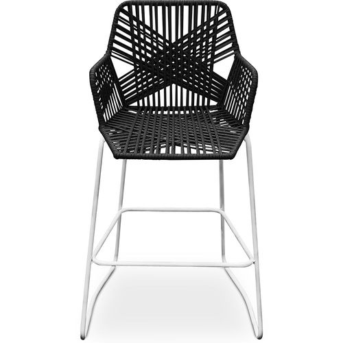 Tabouret De Bar Design Boho Bali En Rotin Synthétique 75 Cm - Zane Noir