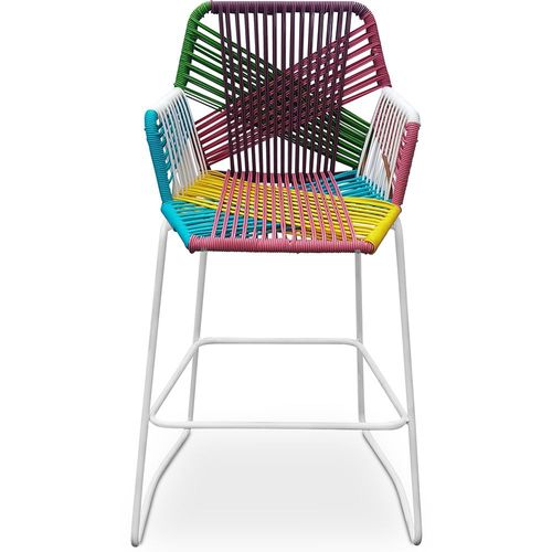 Tabouret De Bar Design Boho Bali En Rotin Synthétique 75 Cm - Zane Multicolore