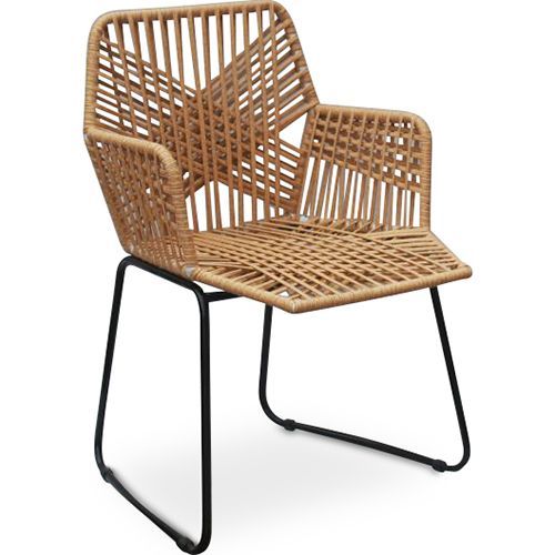 Chaise De Salle À Manger De Jardin Design Boho Bali En Rotin Synthétique - Zane Noir