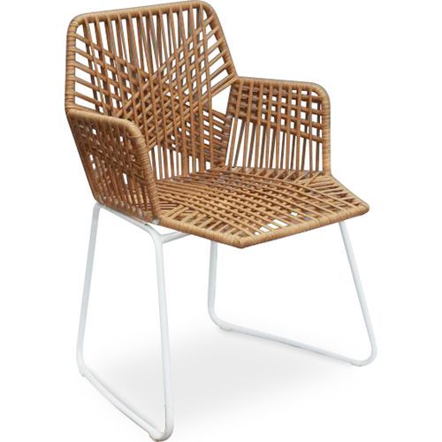 Chaise De Salle À Manger De Jardin Design Boho Bali En Rotin Synthétique - Zane Blanc