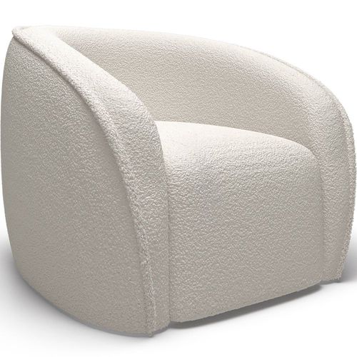 Fauteuil Tapissé En Bouclé Blanc - Recira Blanc