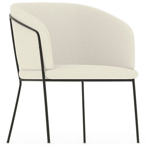 Chaise De Salle À Manger En Bouclette Fausse Fourrure Tapissée - Boucles Blanches - Martine Blanc