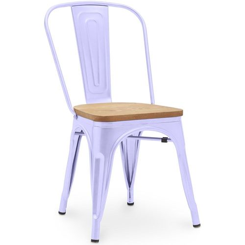 Chaise Salle À Manger Bistrot Metalix Design Industriel En Métal Et Bois Clair - Nouvelle Edition Lavande