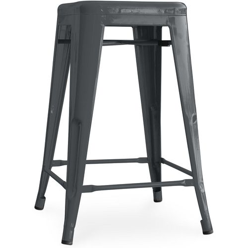 Tabouret De Bar Bistrot Metalix Design Industriel En Métal - 60 Cm - Nouvelle Edition Gris Foncé