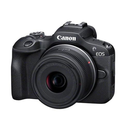 Canon EOS R100 - Appareil photo numérique - sans miroir - 24.1 MP - APS-C - 4K / 29.97 pi/s - 2.5x zoom optique objectif RF-S 18 - 45 mm F4.5 - 6.3 IS STM - Wi-Fi, Bluetooth - noir