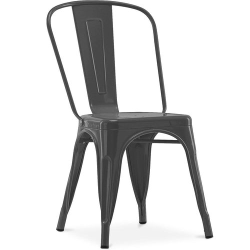 Chaise De Salle À Manger Bistrot Metalix Design Industriel En Métal - Nouvelle Édition Gris Foncé
