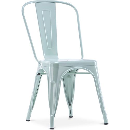 Chaise De Salle À Manger Bistrot Metalix Design Industriel En Métal - Nouvelle Édition Vert Pâle