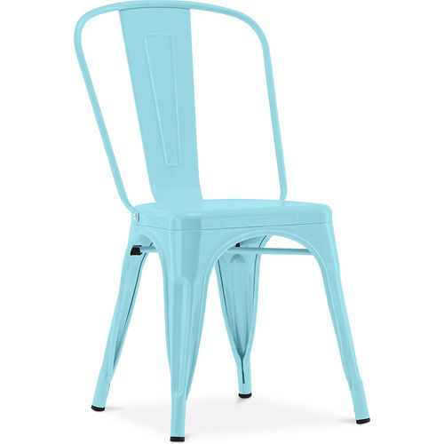 Chaise De Salle À Manger Bistrot Metalix Design Industriel En Métal - Nouvelle Édition Aquamarine