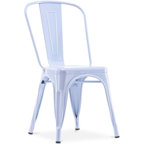 Chaise De Salle À Manger Bistrot Metalix Design Industriel En Métal - Nouvelle Édition Bleu Gris