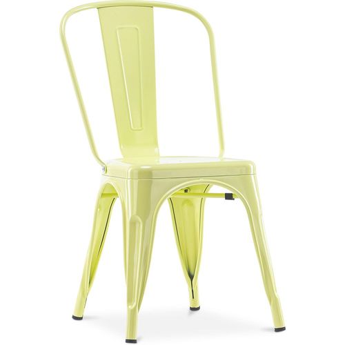 Chaise De Salle À Manger Bistrot Metalix Design Industriel En Métal - Nouvelle Édition Jaune Pâle