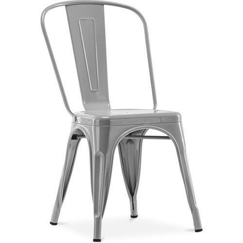 Chaise De Salle À Manger Bistrot Metalix Design Industriel En Métal - Nouvelle Édition Gris Clair