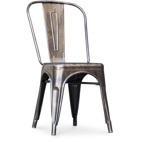 Chaise De Salle À Manger Bistrot Metalix Design Industriel En Métal - Nouvelle Édition Bronze Métallisé