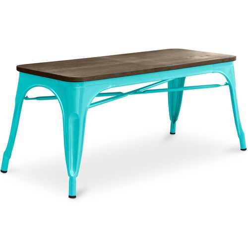 Banc Bistrot Metalix Design Industriel En Métal Et Bois Foncé - Nouvelle Édition Vert Pastel