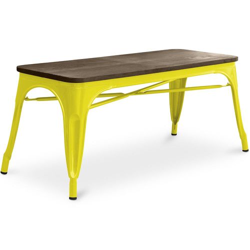 Banc Bistrot Metalix Design Industriel En Métal Et Bois Foncé - Nouvelle Édition Jaune