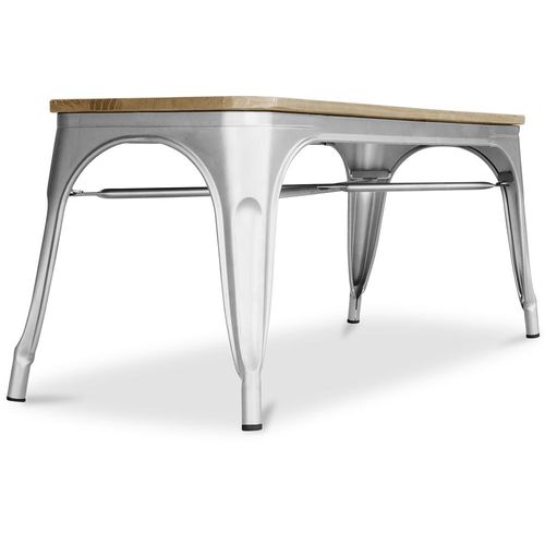 Banc Bistrot Metalix Design Industriel En Métal Et Bois Clair - Nouvelle Édition Acier