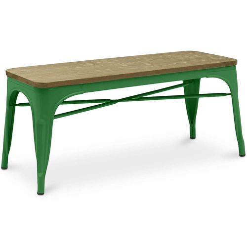 Banc Bistrot Metalix Design Industriel En Métal Et Bois Clair - Nouvelle Édition Vert