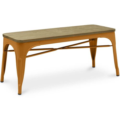 Banc Bistrot Metalix Design Industriel En Métal Et Bois Clair - Nouvelle Édition Doré