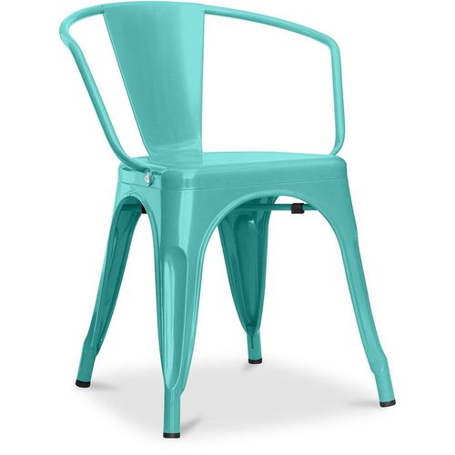 Chaise De Salle À Manger Avec Accoudoir Bistrot Metalix Design Industriel En Métal - Nouvelle Édition Vert Pastel