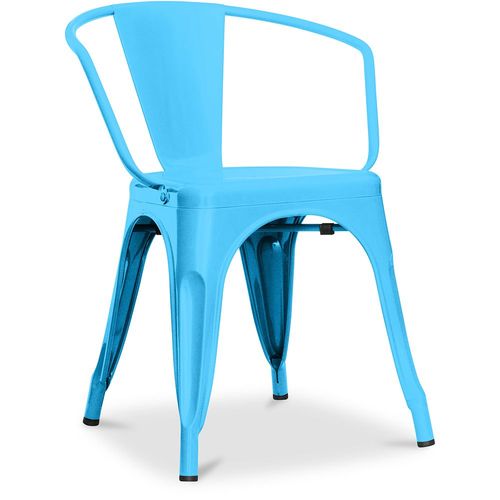 Chaise De Salle À Manger Avec Accoudoir Bistrot Metalix Design Industriel En Métal - Nouvelle Édition Turquoise